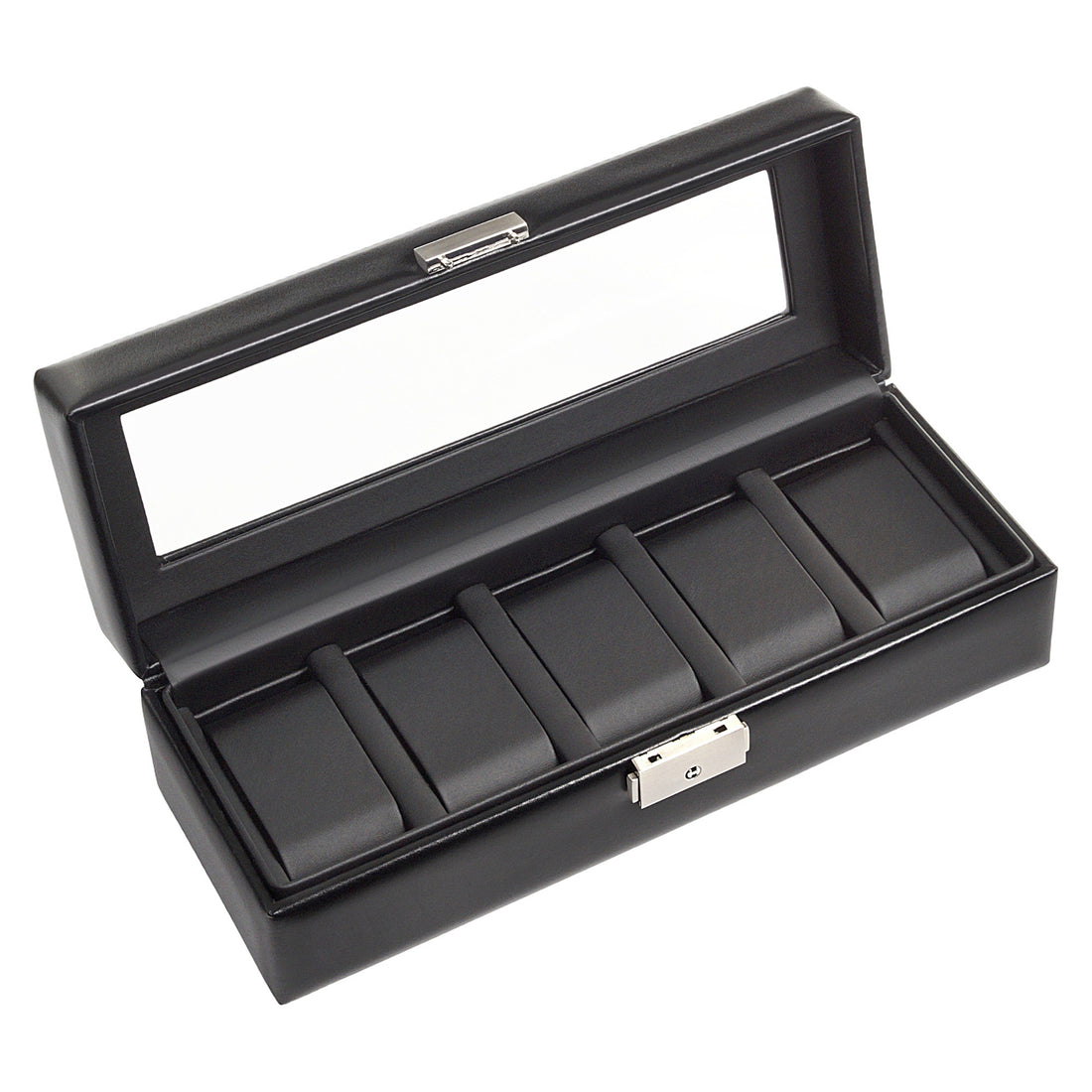 Watch case for 5 watches black exclusive / black (leather)