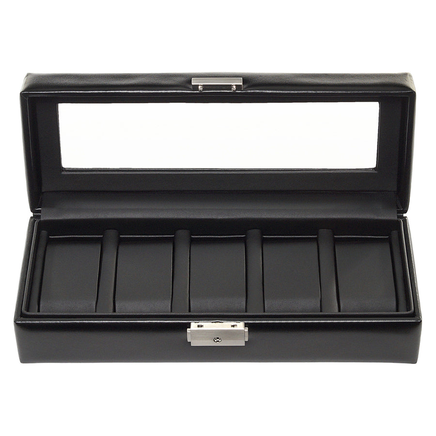 Watch case for 5 watches black exclusive / black (leather)