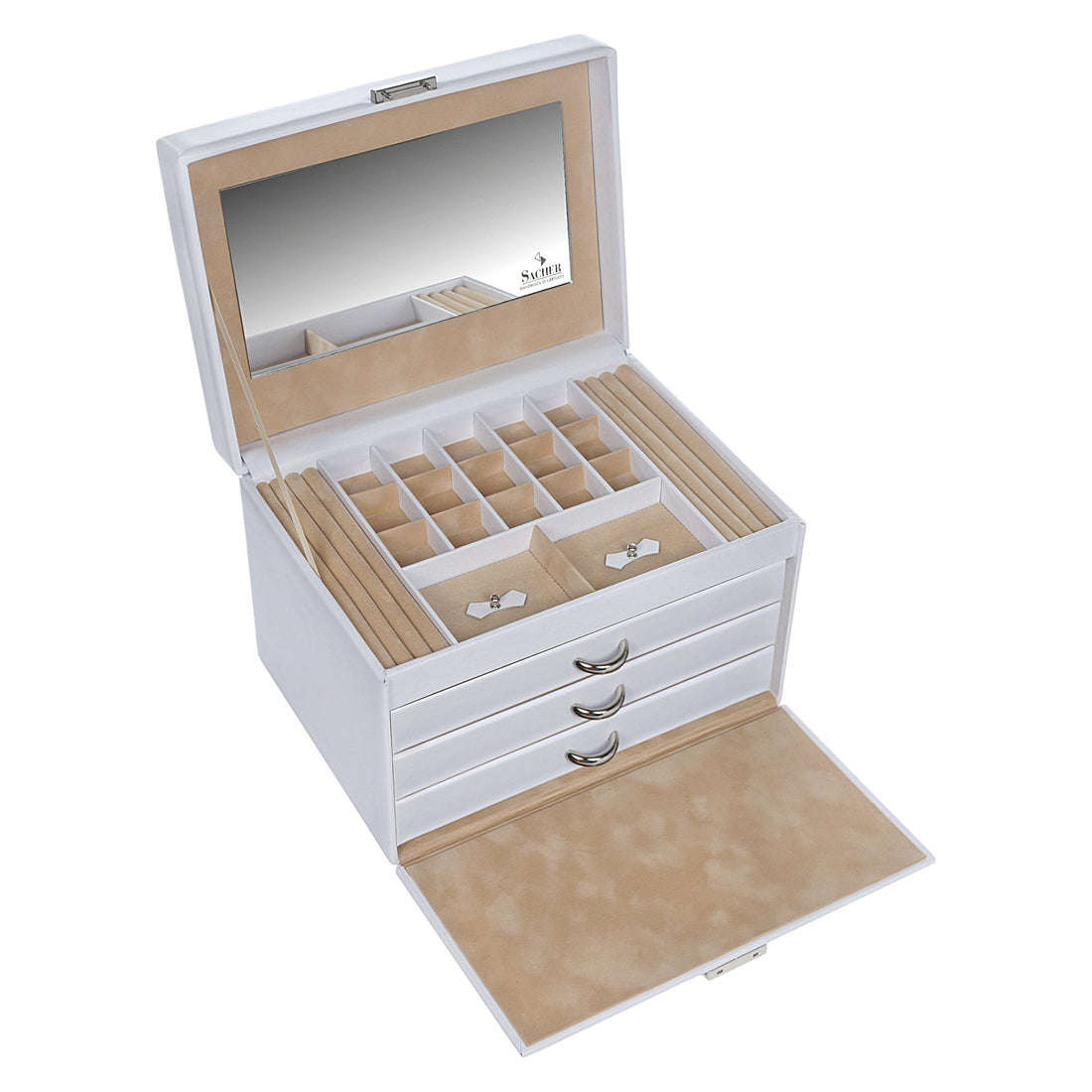 Jewelry case for necklaces Victoria vario / white (leather)