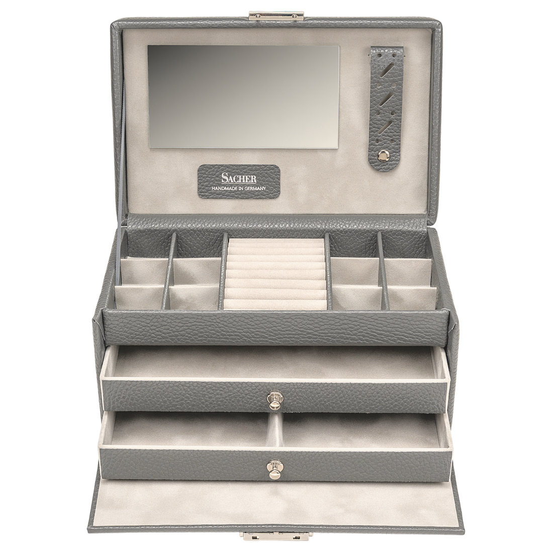 Emma smykkeskrin granello / grå (fuld koskind)