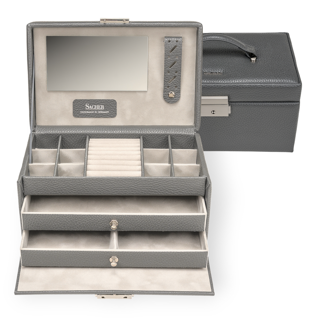 Emma smykkeskrin granello / grå (fuld koskind)