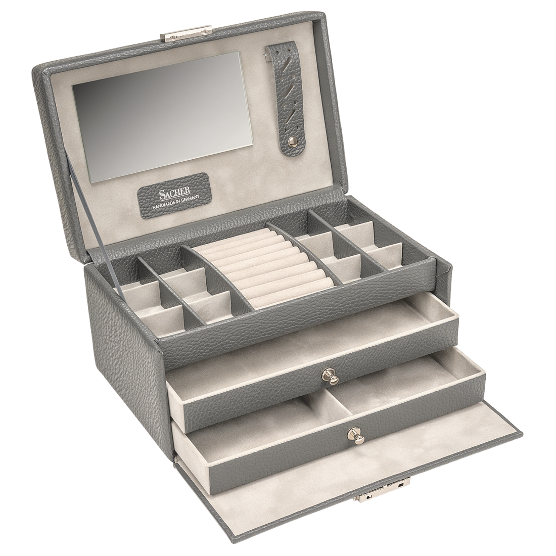 Emma smykkeskrin granello / grå (fuld koskind)