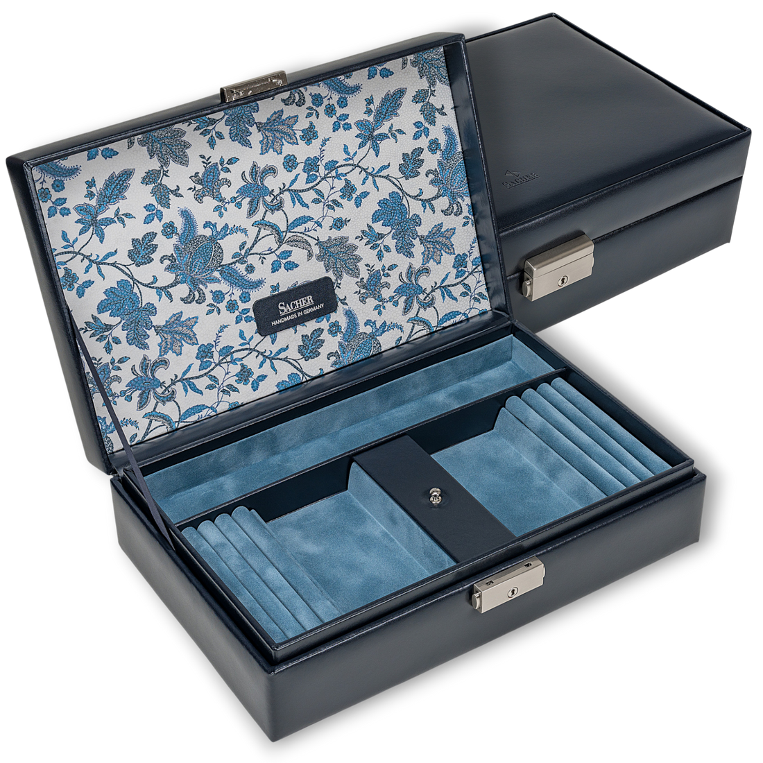 Schmuckkassette Ilka florage / navy (Leder)