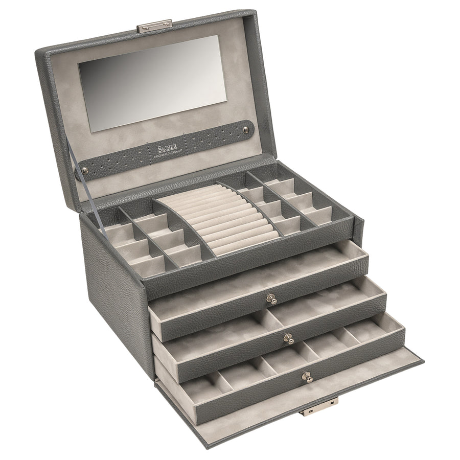 Coffret à bijoux Karen granello / gris (cuir de vachette pleine fleur)