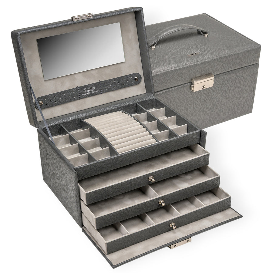 Coffret à bijoux Karen granello / gris (cuir de vachette pleine fleur)