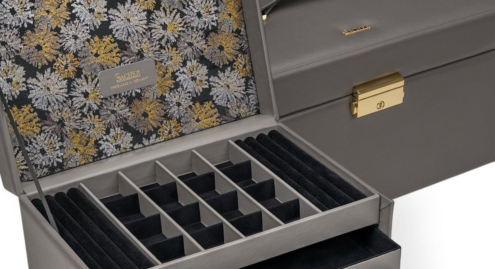 SACHER jewelry box Betsy fleur venice / grey (leather) – SACHER