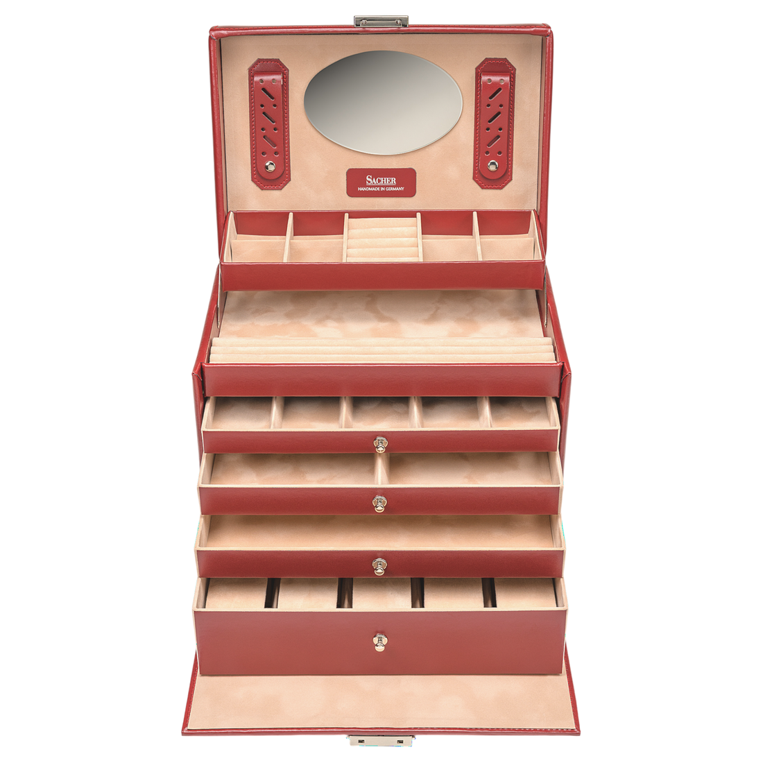 Nancy smykkeskrin amadora / rød (læder)