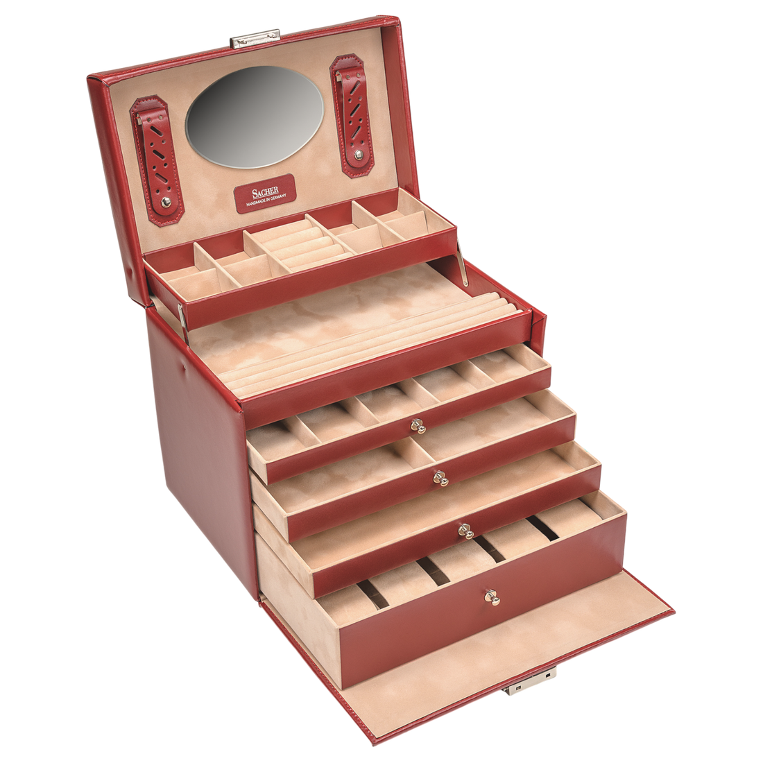 Nancy smykkeskrin amadora / rød (læder)