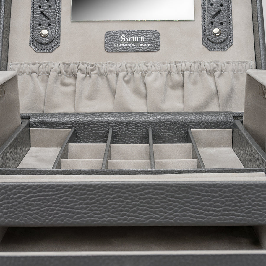 Coffret à bijoux Marta granello / gris (cuir de vachette pleine fleur)