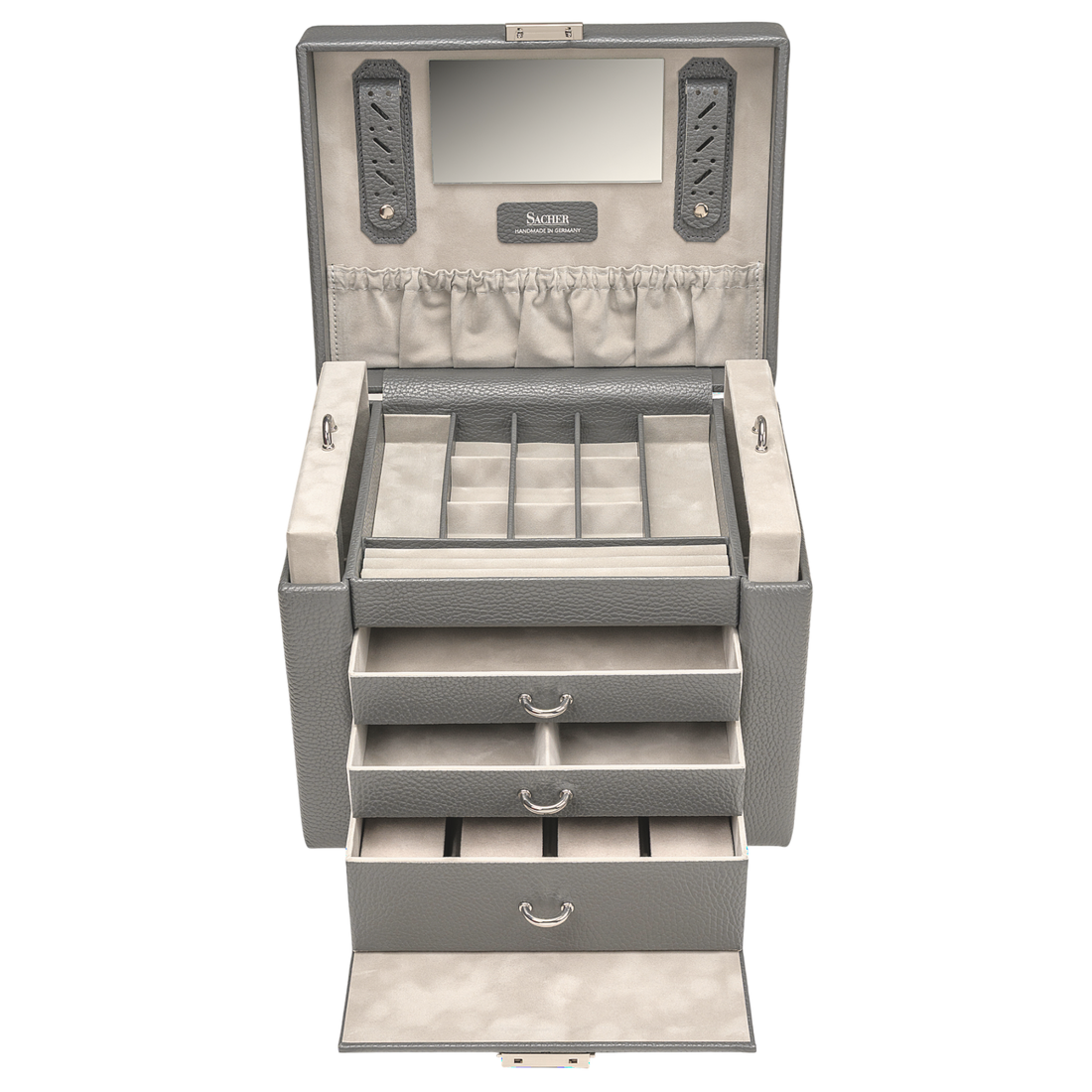 Coffret à bijoux Marta granello / gris (cuir de vachette pleine fleur)