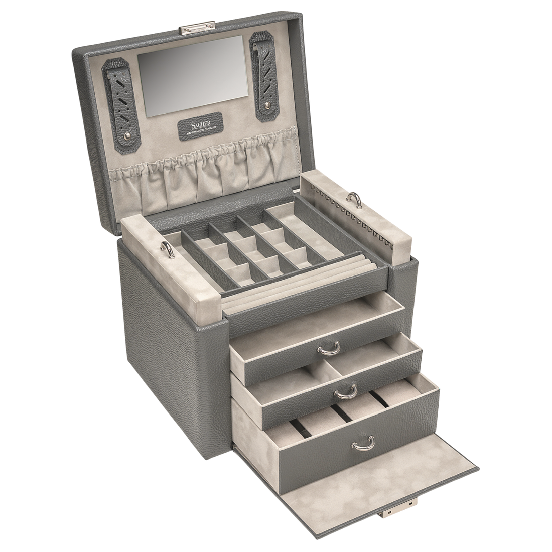 Coffret à bijoux Marta granello / gris (cuir de vachette pleine fleur)