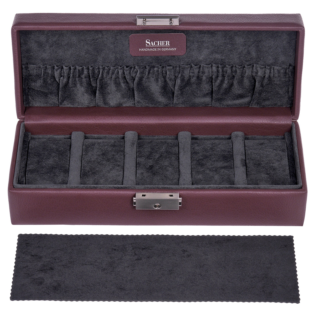 Watch case for 5 watches cadeluxe / bordeaux (full cowhide)