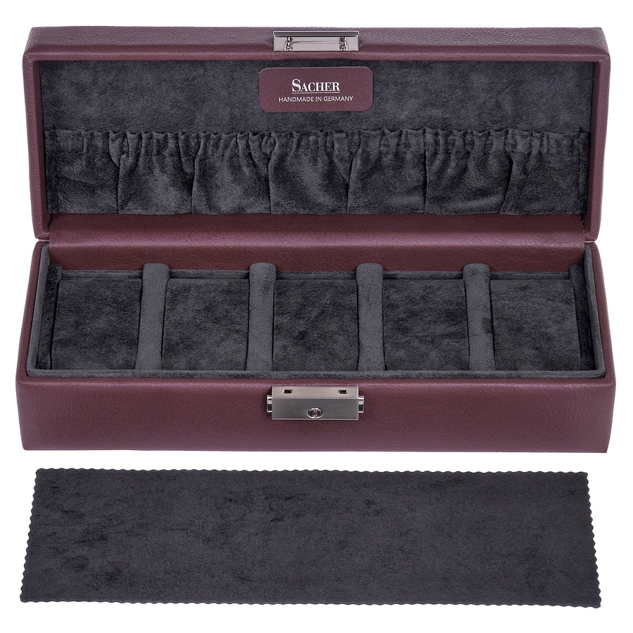 Watch case for 5 watches cadeluxe / bordeaux (full cowhide)
