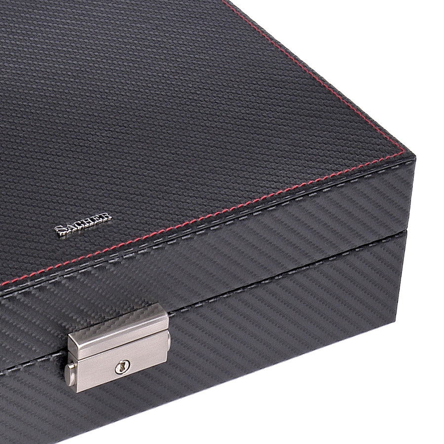 Caixa para 10 relógios carvon / preto (pele)