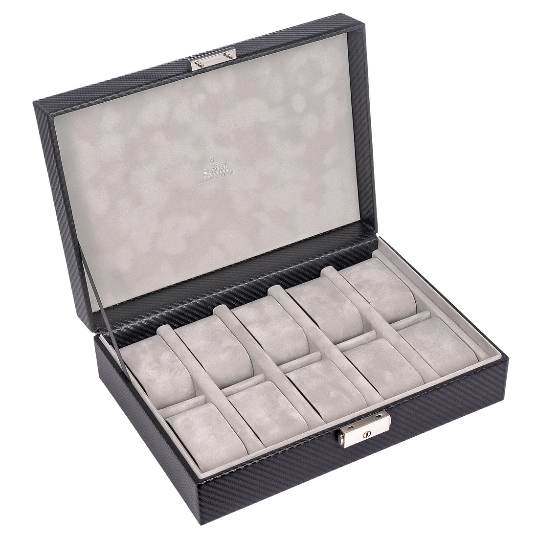 Caixa para 10 relógios carvon / preto (pele)