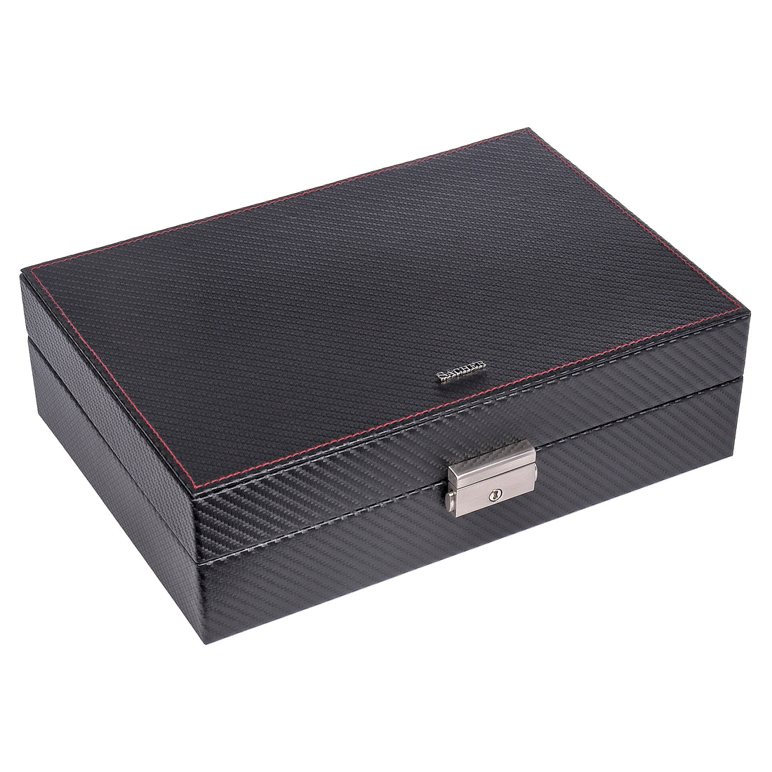 Caixa para 10 relógios carvon / preto (pele)