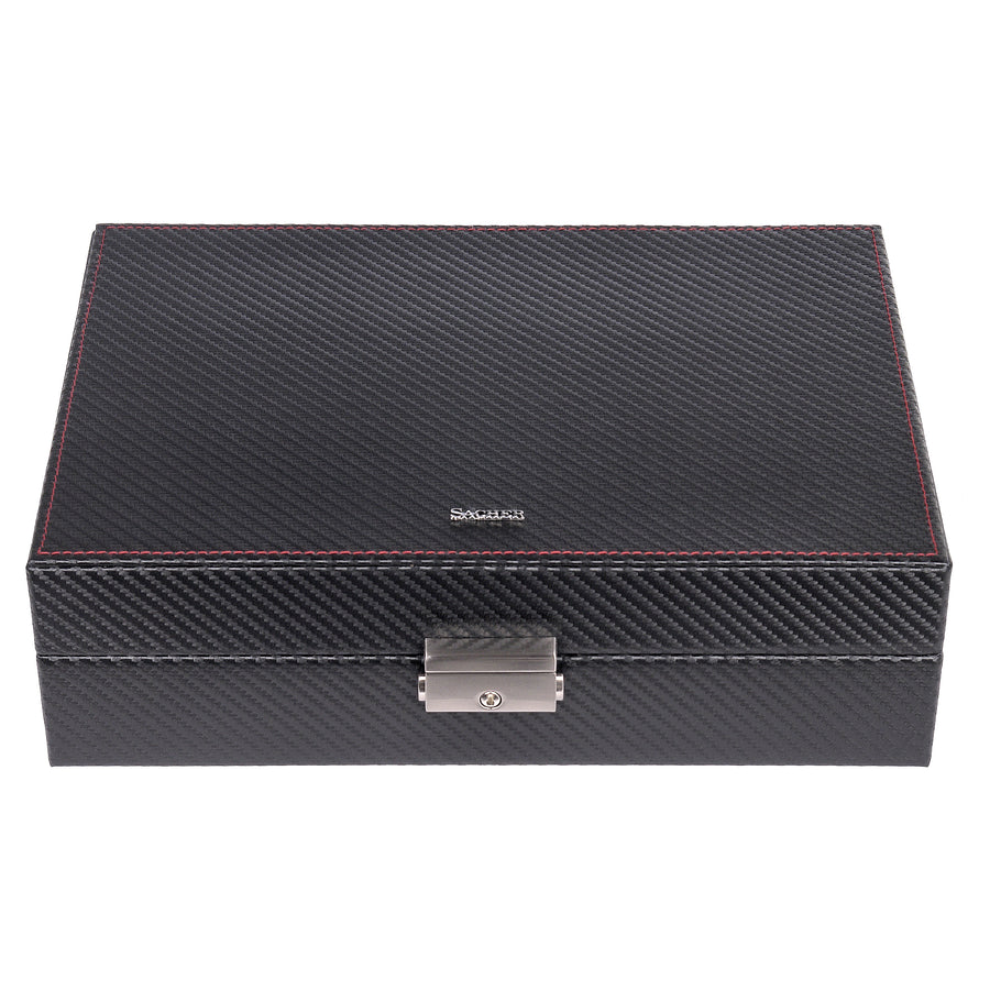 Caixa para 10 relógios carvon / preto (pele)