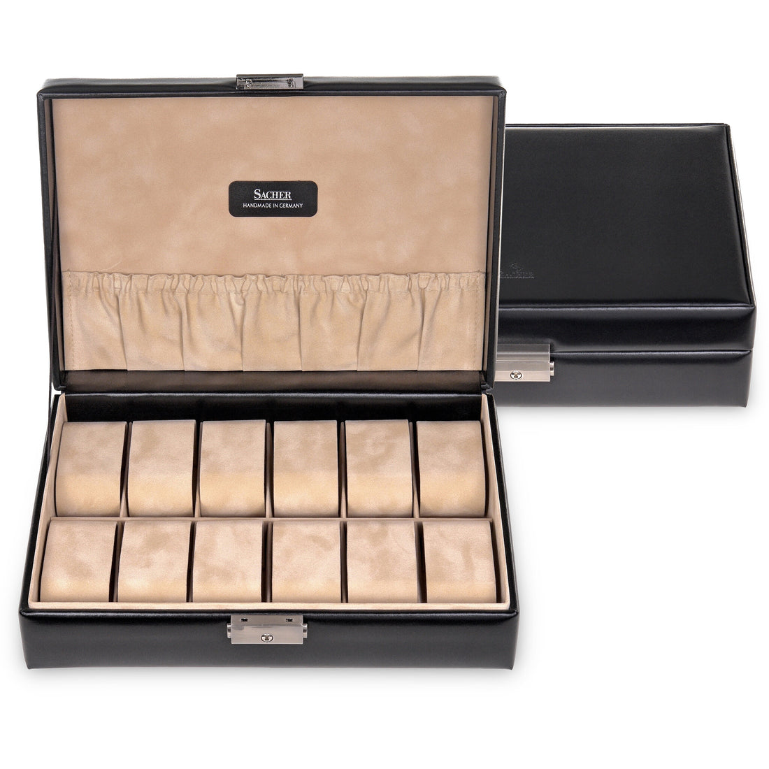 Estuche para 12 relojes new classic / negro (cuero)