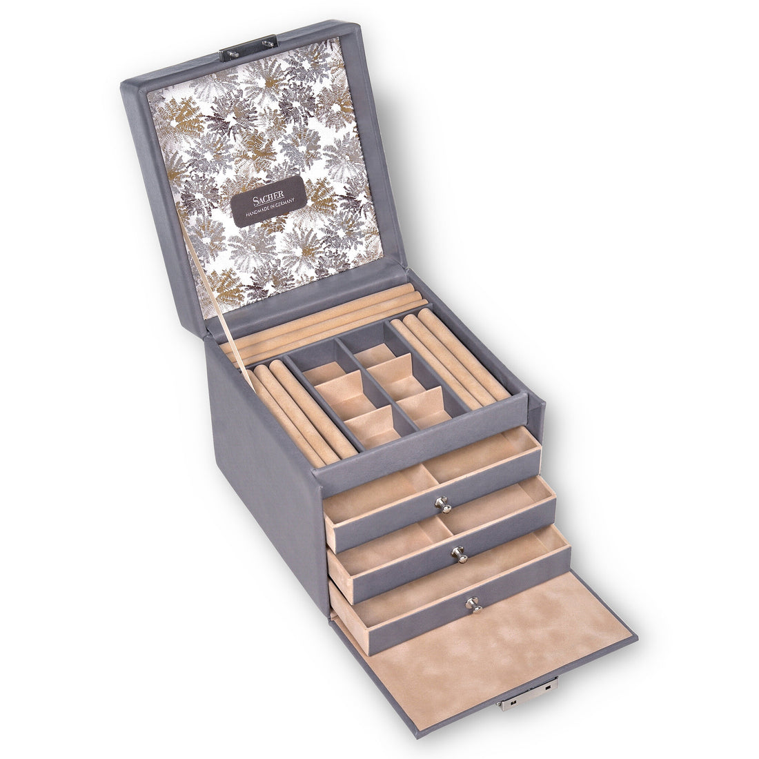 Caja de joyas Evita fleur venice / gris (cuero)