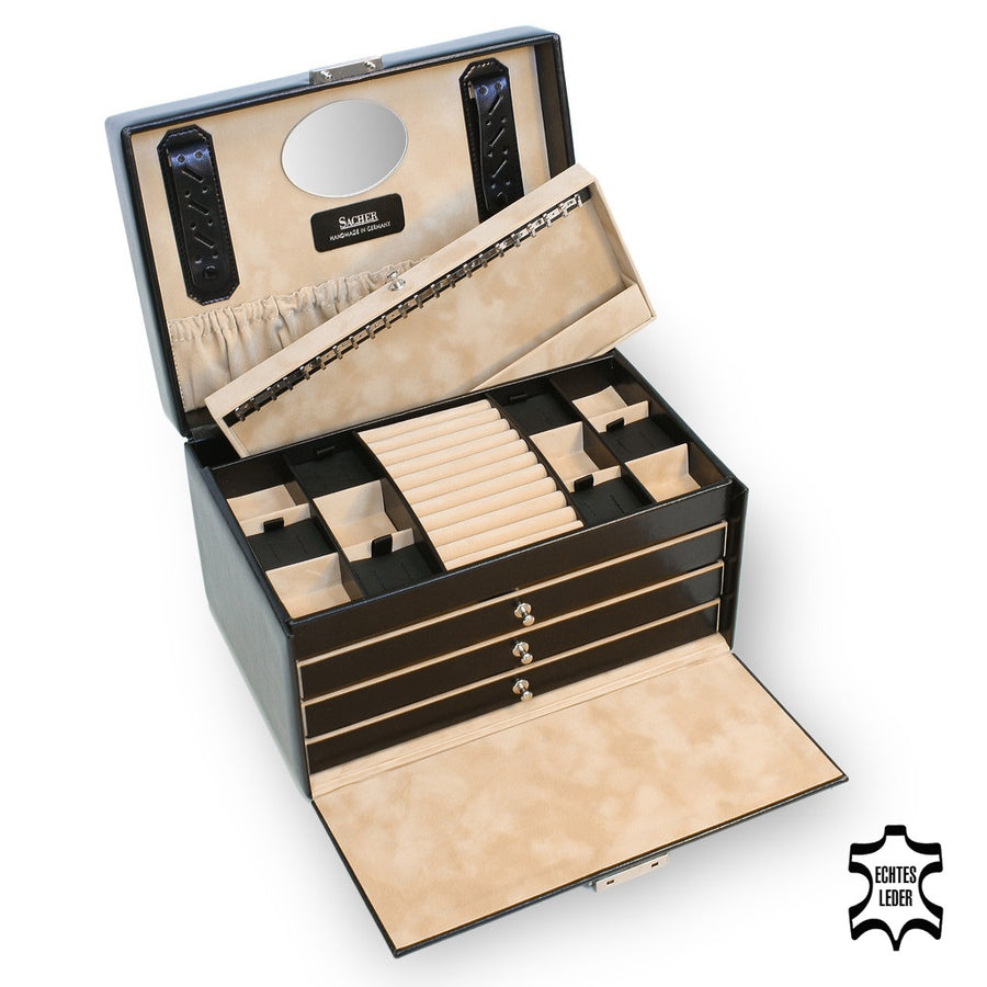 Pudełko na biżuterię Jasmin new classic / czarny (skóra)