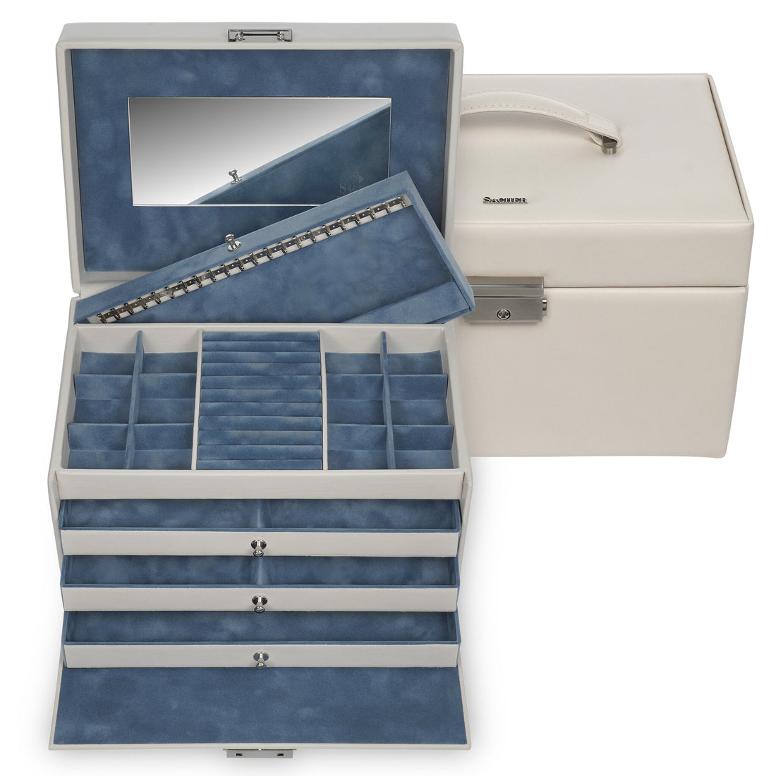 Sieradendoos Jasmin elegance / ivoor (volledig koeienhuid)