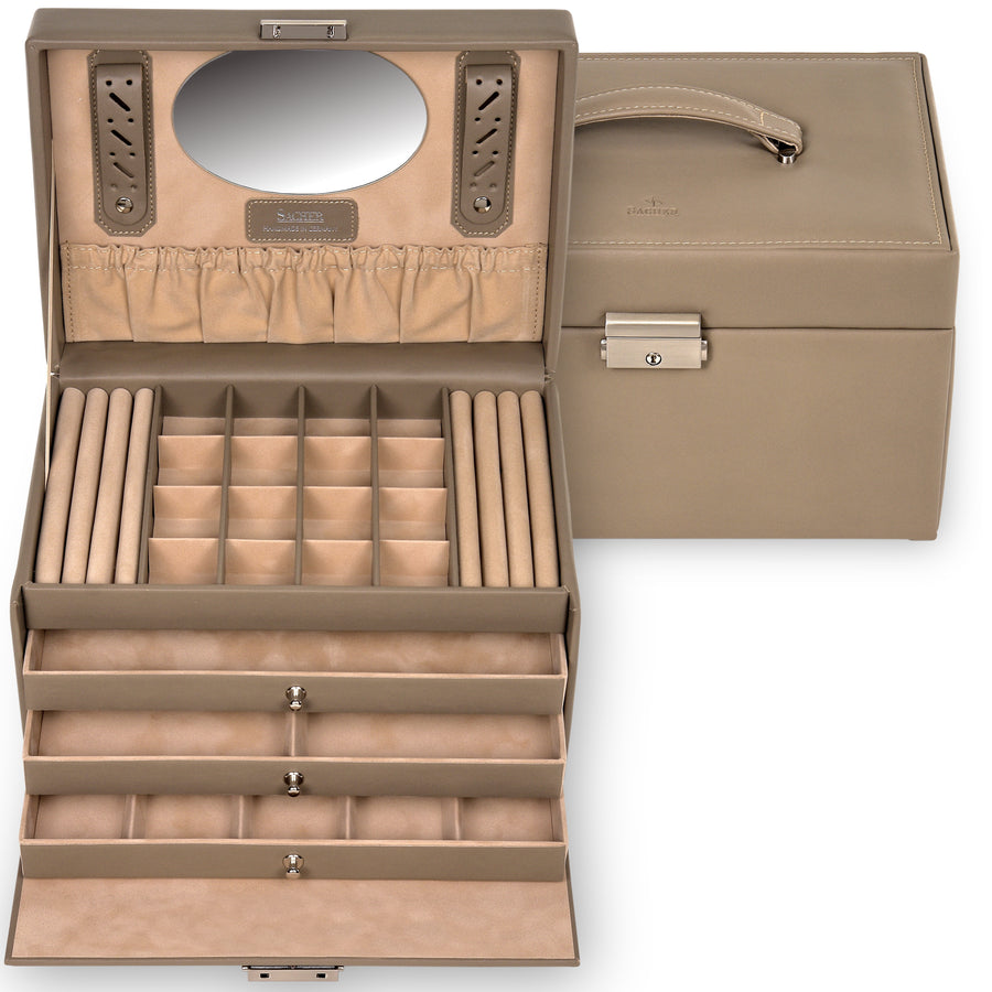 Sieradendoos Lena natuur / taupe (leer)