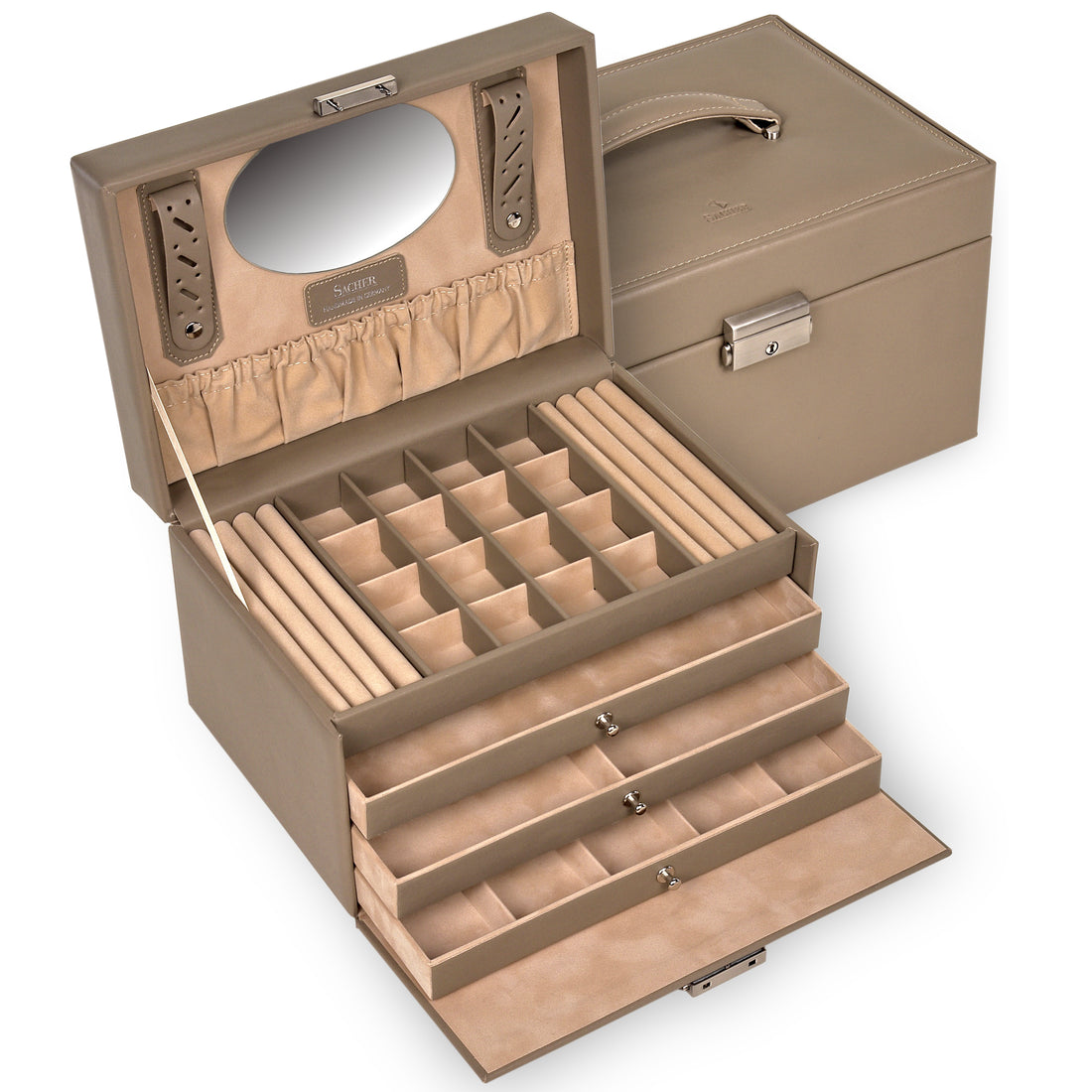 Sieradendoos Lena natuur / taupe (leer)