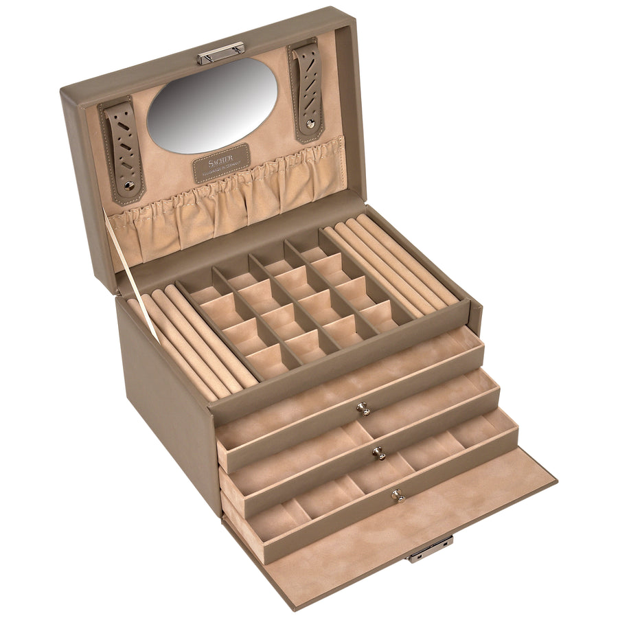 Sieradendoos Lena natuur / taupe (leer)