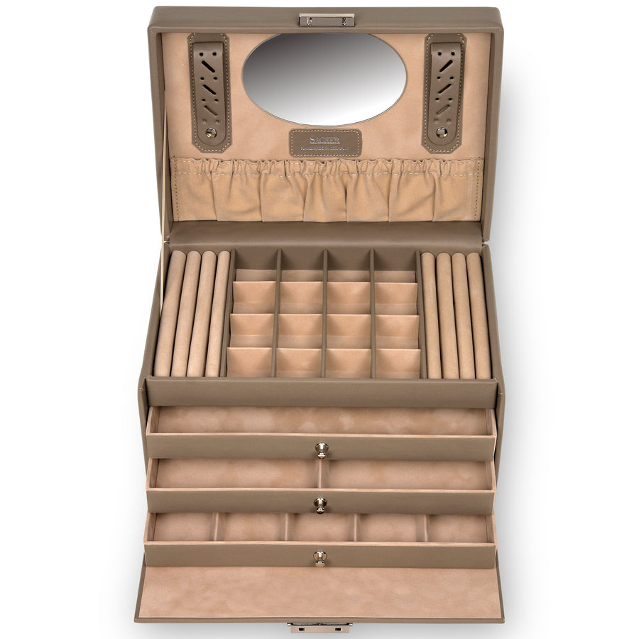 Sieradendoos Lena natuur / taupe (leer)