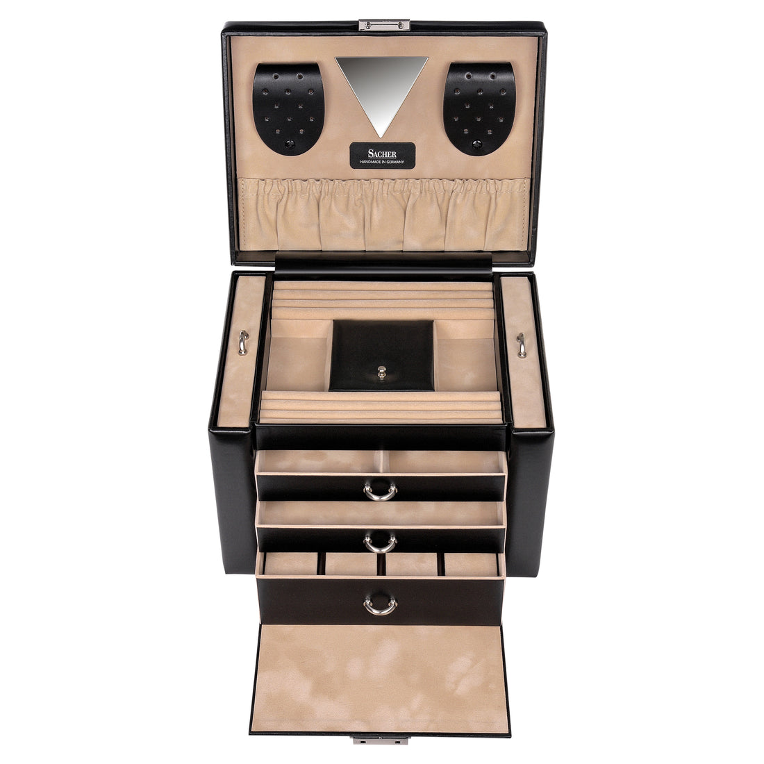 Maxima nowe klasyczne pudełko na biżuterię / czarne (skóra)