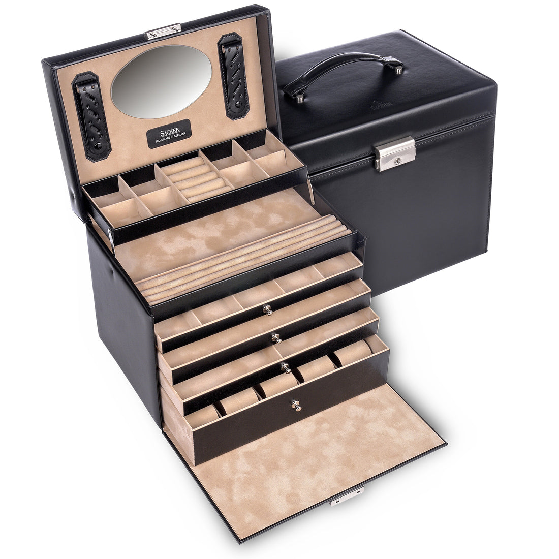 Nová klasická šperkovnice Nancy / černá (kůže)