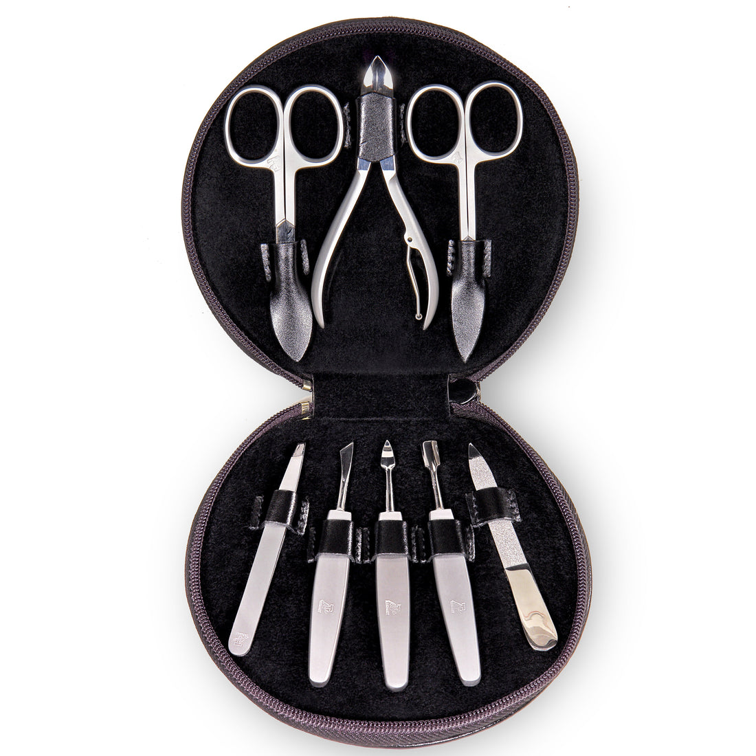 8-częściowe etui do manicure Zestaw do manicure / czarny (skóra)